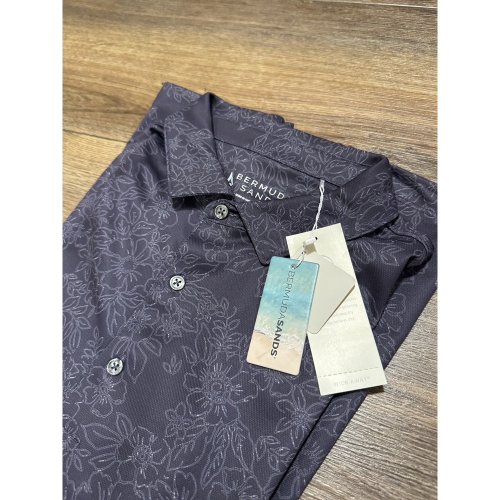 NEW Men's Size Medium Bermuda Sands Golf Polo Shirt Athletic Purple Floral Sport